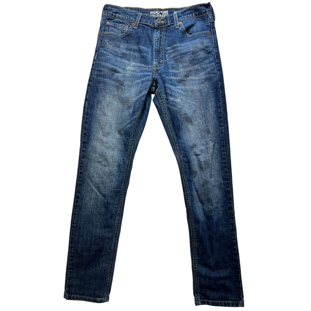 Signature Levi Strauss Men Straight Jeans 30x32 Denim Regular Taper Blue